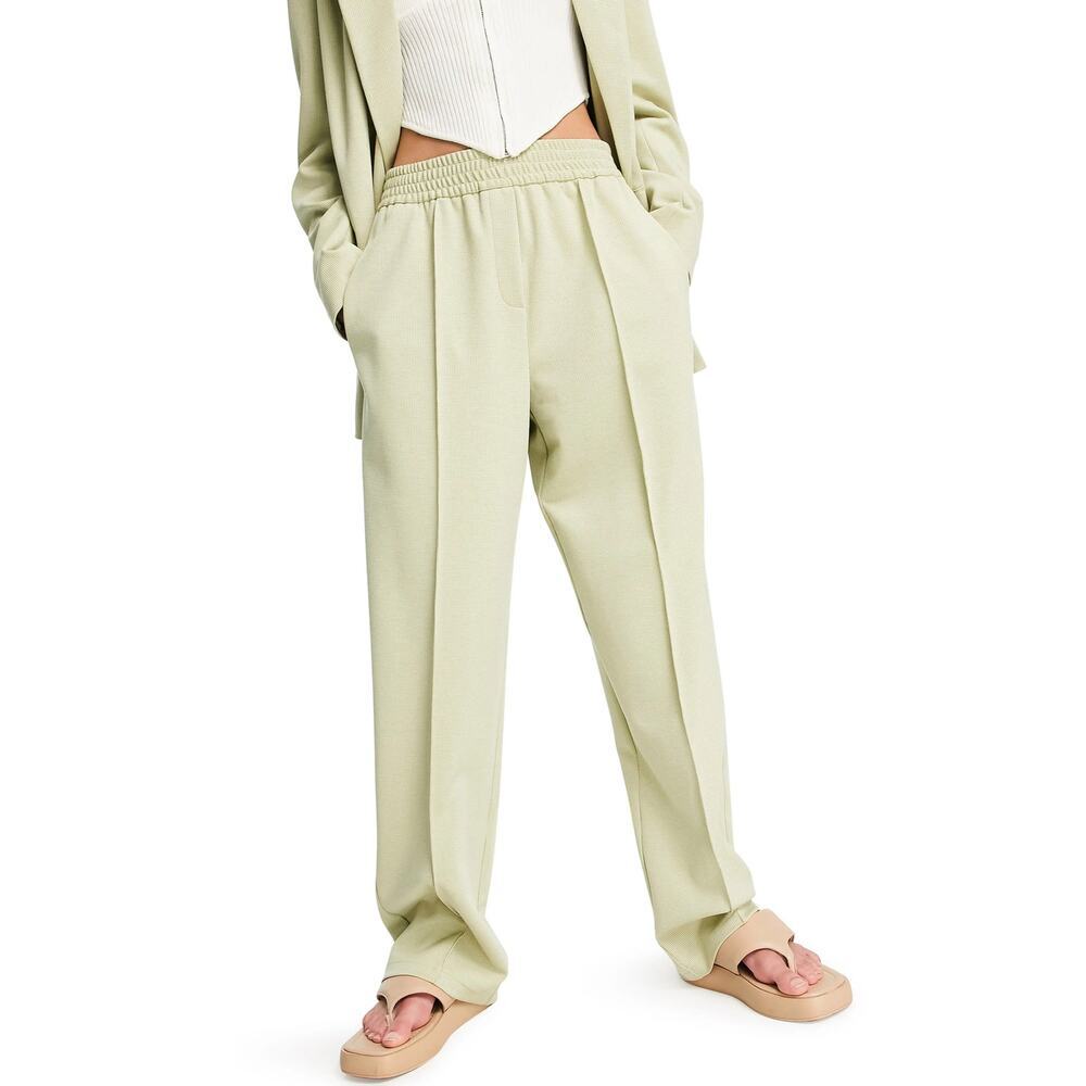 Topshop Textured Ponte Pants in Khaki Size 10